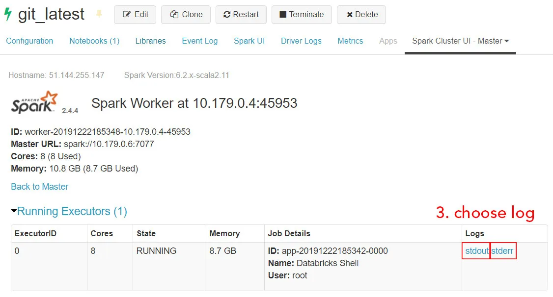 Databricks logs spark 2