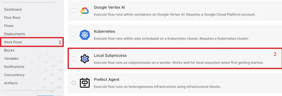 Create Prefect Work Pool