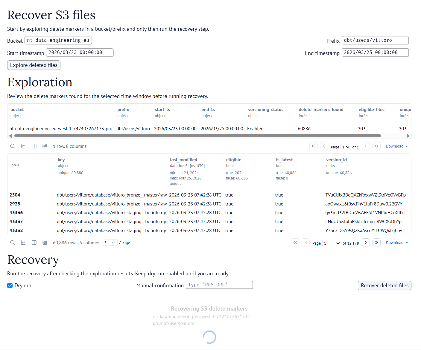 Marimo notebook to recover S3 files